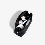 Toiletry Bag - Black Fabric with Taupe Leather Trim