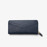 Women's Navy Leather Zip-Around Wallet