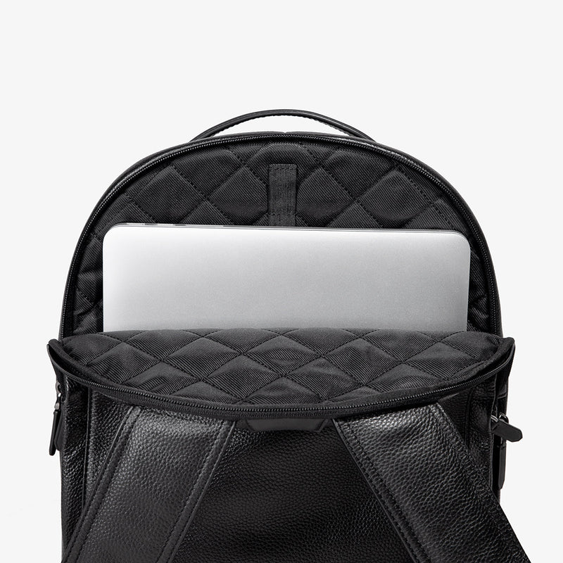 Black and Silver Leather Backpack