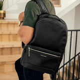 Black and Silver Leather Backpack