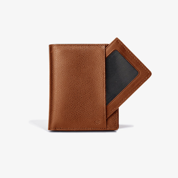 Caramel Leather Bifold Wallet with Removable Card Holder
