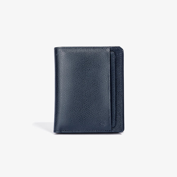Navy Leather Bifold Wallet with Removable Card Holder