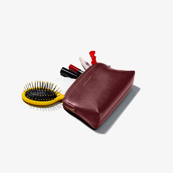 Bordeaux Leather Makeup Carry-All