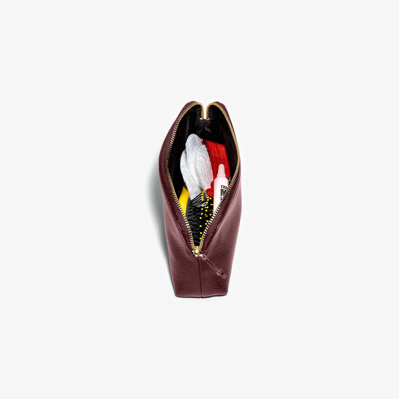 Bordeaux Leather Makeup Carry-All
