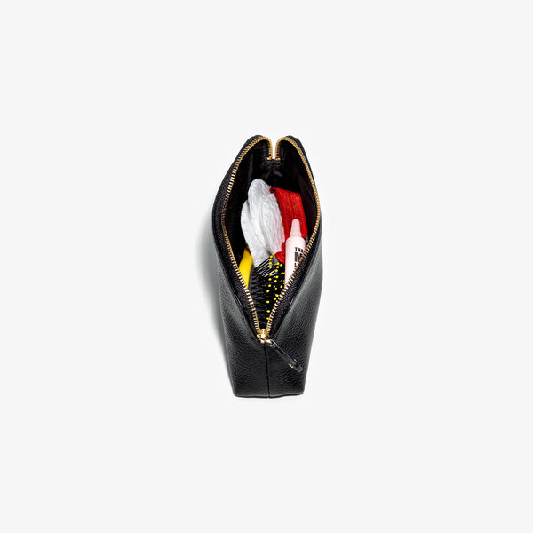Cosmetic Traveler - Black Leather with Gold