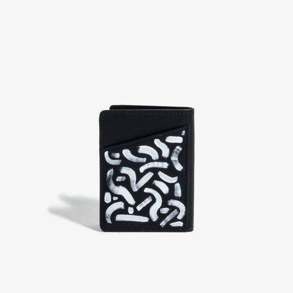 Hand Painted Black Leather Bifold Wallet