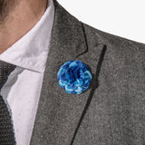 Blue Two Tone Large Lapel Flower