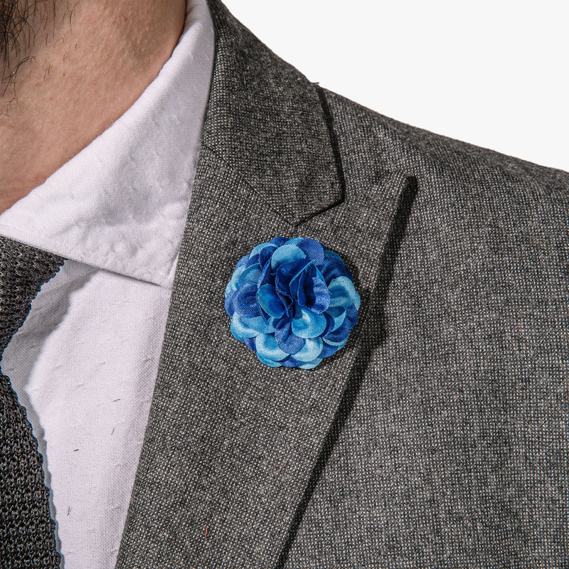 Blue Two Tone Large Lapel Flower