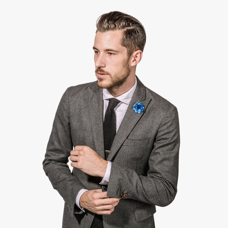 Blue Two Tone Large Lapel Flower