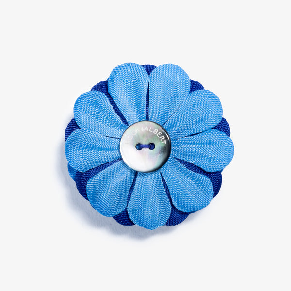 Blue Two Tone Large Lapel Flower