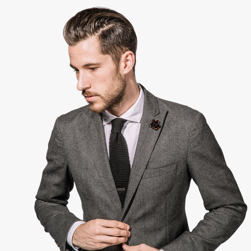 Red and Gunmetal Metal Lapel Pin