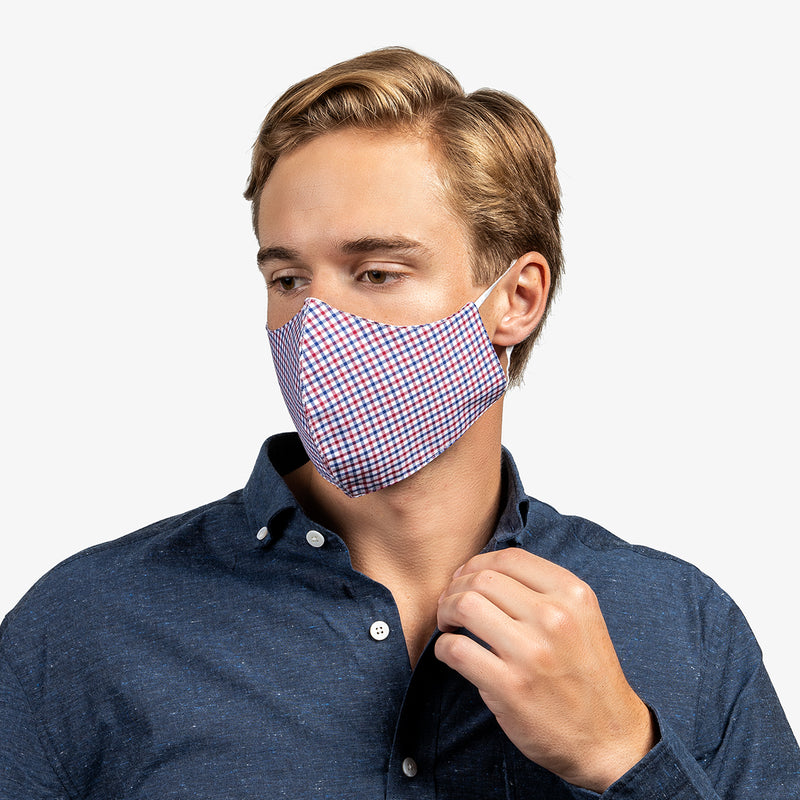 3-Layer Adult Cotton Mask In Tattersall Red (4-Pack)