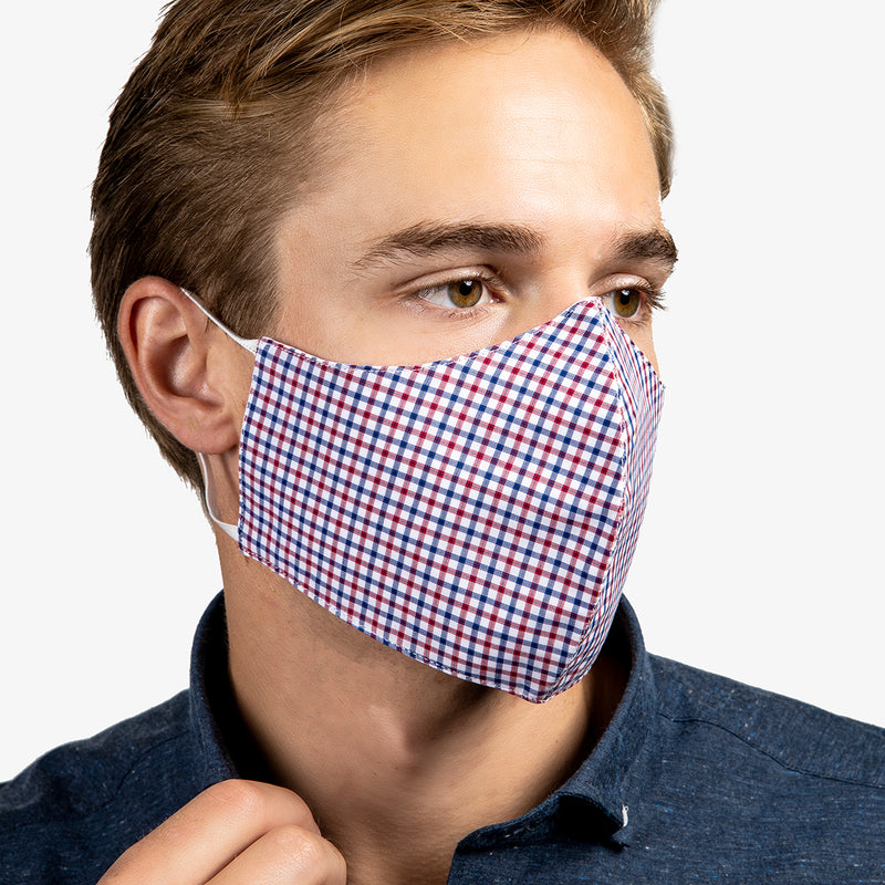 3-Layer Adult Cotton Mask In Tattersall Red (4-Pack)