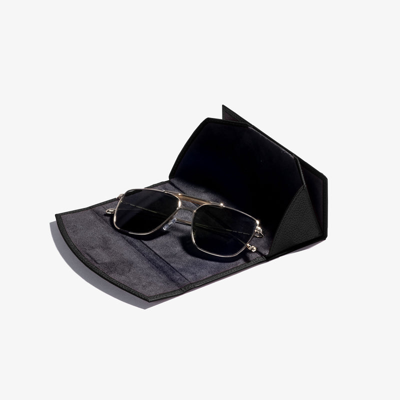 Black Leather Collapsible Glasses Case