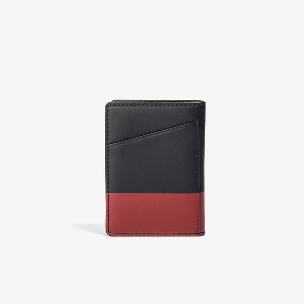 Black Leather Vertical Bifold with Red Color Dip