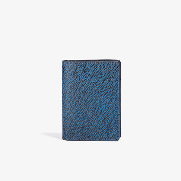 Blue Leather Vertical Bifold Wallet
