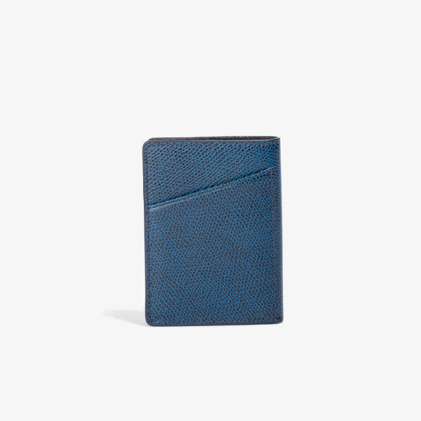 Blue Leather Vertical Bifold Wallet