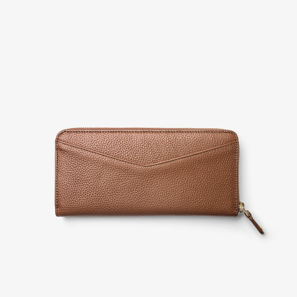Women's Caramel Leather Zip-Around Wallet