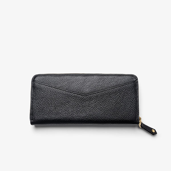 Women's Black Leather Zip-Around Wallet