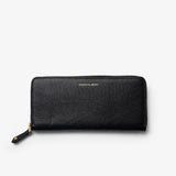 Women's Black Leather Zip-Around Wallet