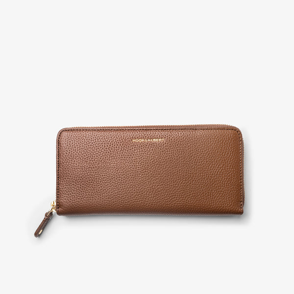 Women's Caramel Leather Zip-Around Wallet