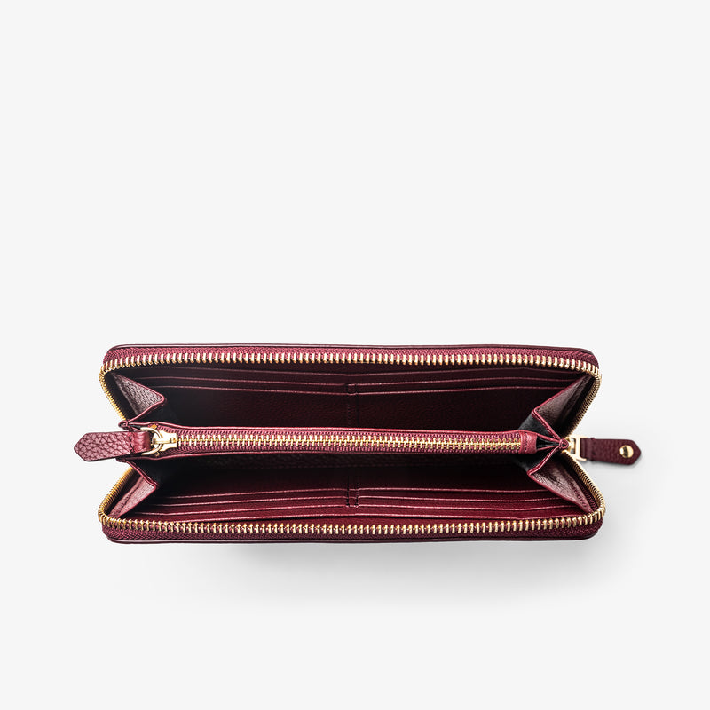 Women's Bordeaux Leather Zip-Around Wallet