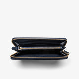 Women's Navy Leather Zip-Around Wallet
